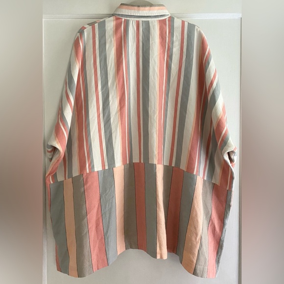 Marrakshi Life Striped Cotton Oversize Lagenlook Tunic Top Blouse Shirt Size M - Picture 2 of 5